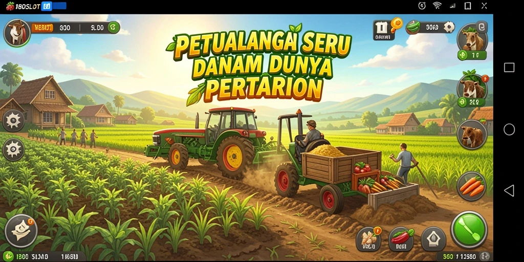 Tampilan gameplay seru dari 180SLOT dalam mengelola ladang pertanian.