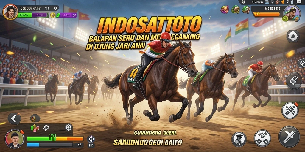 Tangkapan layar utama gameplay INDOSATTOTO menampilkan aksi balapan yang mendebarkan.