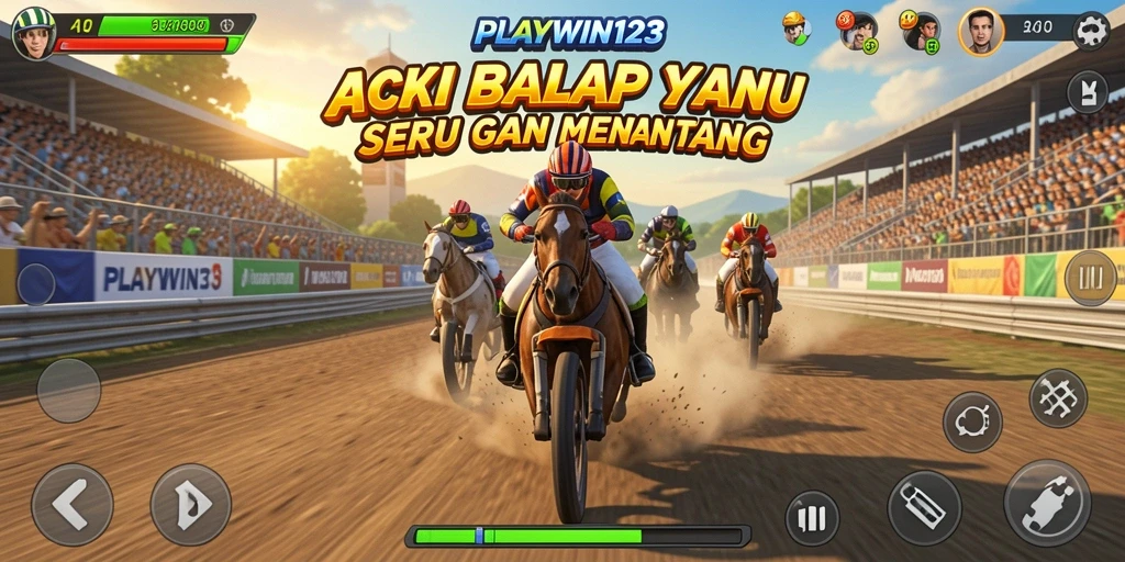 Tampilan gameplay seru di PLAYWIN123 dengan mobil balap yang cepat.