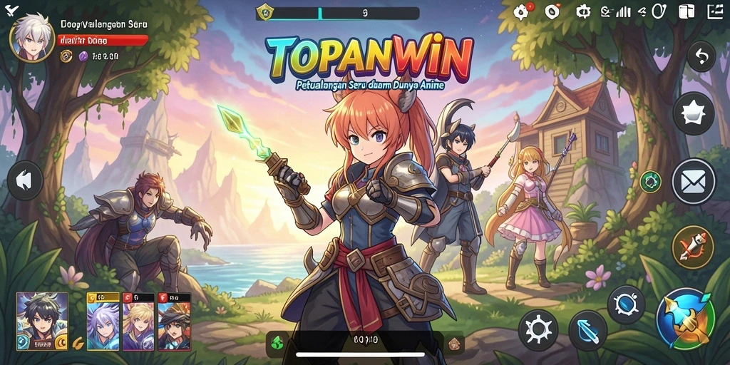 Screenshot gameplay TOPANWIN dengan karakter anime yang menakjubkan.